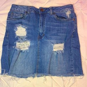 Urban | Distressed Blue Denim Mini Skirt
